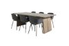 Imagine Masa de dining Logger - Stejar fumat - 210 cm + Scaun de dining plastic Comfort - Picioare negre - Plastic negru_6