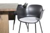 Imagine Masa de dining Logger - Stejar fumat - 210 cm + Scaun de dining plastic Comfort - Picioare negre - Plastic negru_6