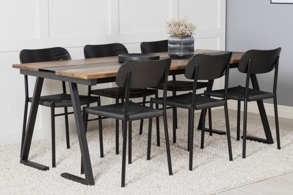 Imagine Jakarta Matbord - Svart / mörk Teak - 200*90*H75 +Polly Dining Chair - Black / Black _6