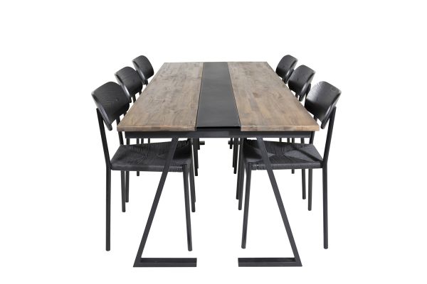 Imagine Jakarta Matbord - Svart / mörk Teak - 200*90*H75 +Polly Dining Chair - Black / Black _6