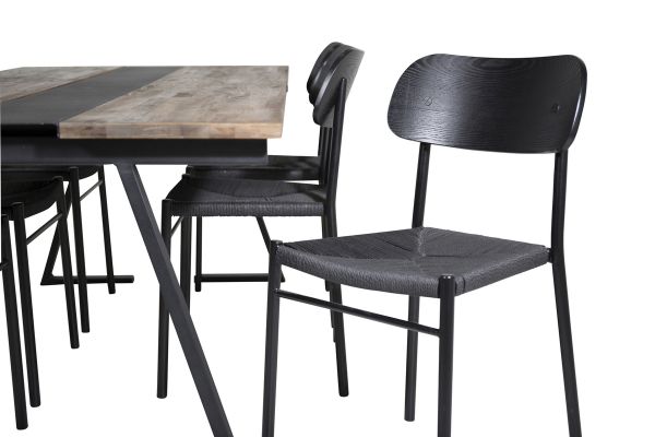 Imagine Jakarta Matbord - Svart / mörk Teak - 200*90*H75 +Polly Dining Chair - Black / Black _6