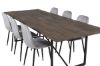 Imagine Masa de dining Padang - 250*100*H76 - Tek întunecat / Negru+Scaun de dining Diamond Polar - Picioare negre - Velvet gri_6