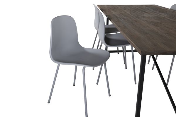 Imagine Masa de dining Padang - 250*100*H76 - Teak Închis / Negru+Scaun de dining Arctic - Picioare Gri - Plastic Gri_6