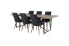 Imagine Masa de dining Padang - 250 * 100 * H76 - Teak întunecat / Negru + Scaun de dining Leone - Picioare din nuc - Material negru_6