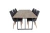 Imagine Masa de dining Padang - 250 * 100 * H76 - Teak întunecat / Negru + Scaun de dining Leone - Picioare din nuc - Material negru_6