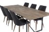 Imagine Masa de dining Padang - 250 * 100 * H76 - Teak întunecat / Negru + Scaun de dining Leone - Picioare din nuc - Material negru_6