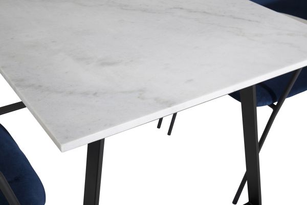 Imagine Estelle Dining Table 140*90 - White / Black+Arrow armchair - Black Legs - Blue Velvet_4