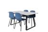 Imagine Masa de dining Estelle 140*90 - alb/negru + scaun de dining Arctic - picioare negre - plastic albastru_4