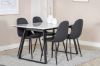 Imagine Masa de dining Estelle 140*90 - Alb / Negru + Scaun de dining Polar - Picioare negre - Material negru_4