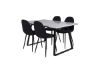 Imagine Masa de dining Estelle 140*90 - Alb / Negru + Scaun de dining Polar - Picioare negre - Material negru_4