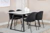 Imagine Masa de dining Estelle 140*90 - Alb / Negru+Scaun de dining Wrinkles - Picioare Negre - Catifea Neagra_4