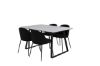 Imagine Masa de dining Estelle 140*90 - Alb / Negru+Scaun de dining Wrinkles - Picioare Negre - Catifea Neagra_4