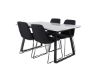 Imagine Masa de dining Estelle 140*90 - Alb / Negru+ Scaun de dining Muce - Picioare negre - Material negru_4