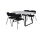 Imagine Masa de dining Estelle 140*90 - Alb / Negru+ Scaun Arrow - Picioare Negre - Catifea Neagra_4