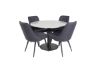 Imagine Masa de dining Razzia ø106cm - Gri / Negru + Scaun de dining de lux Velvet - Picioare negre - Material negru_4