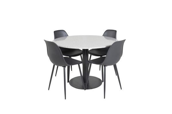 Imagine Masa de dining Razzia ø106cm - gri / negru + Scaun de dining din plastic Polar - picioare negre / plastic negru_4