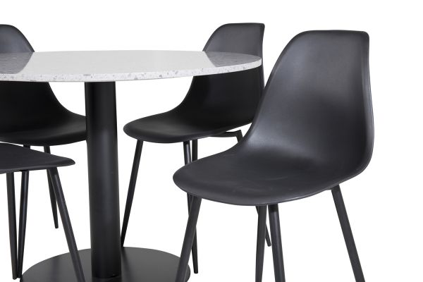 Imagine Masa de dining Razzia ø106cm - gri / negru + Scaun de dining din plastic Polar - picioare negre / plastic negru_4