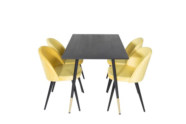 Imagine Vă rog să traduceți complet:

Masă de dining Dipp - 120 cm - Furnir negru - Picioare negre cu accente de aramă dipp + Scaun de dining Velvet - Galben / Negru_4