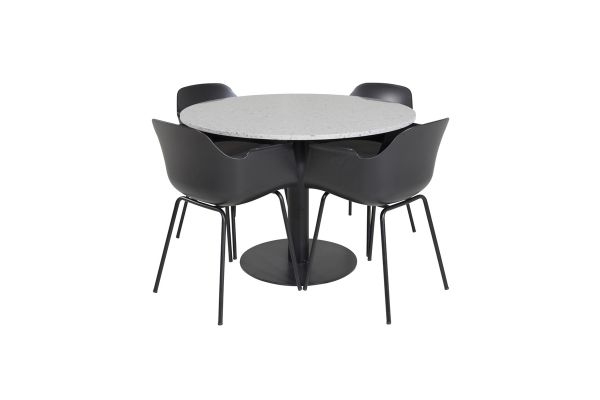 Imagine Razzia Dining Table ø106cm - Gri / Negru+Masă de plastic confortabilă - Picioare negre - Plastic negru_4