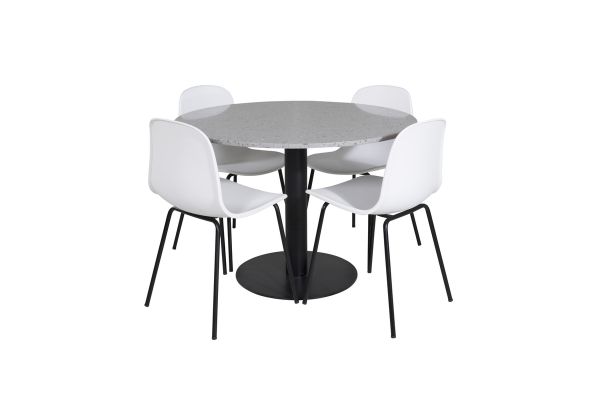 Imagine Masa de dining Razzia ø106cm - Gri/Negru+Scaun de dining Arctic - Picioare Negre - Plastic Alb_4