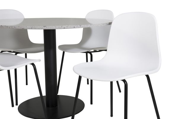 Imagine Masa de dining Razzia ø106cm - Gri/Negru+Scaun de dining Arctic - Picioare Negre - Plastic Alb_4