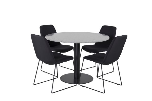 Imagine Masa de dining Razzia ø106cm - Gri / Negru+ Scaun de dining Muce - Picioare Negre - Material Negru_4