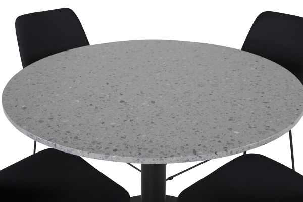 Imagine Masa de dining Razzia ø106cm - Gri / Negru+ Scaun de dining Muce - Picioare Negre - Material Negru_4