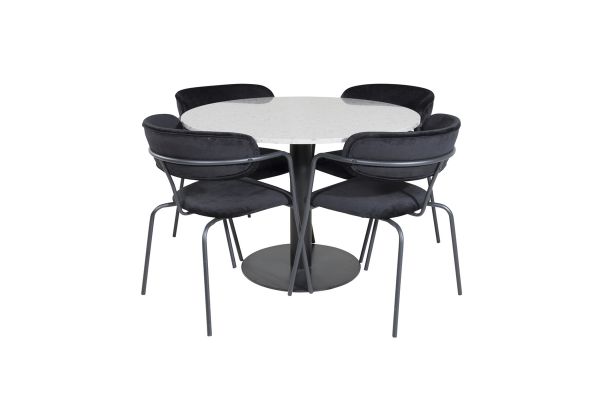 Imagine Razzia Dining Table ø106cm - Grey / Black+Arrow armchair - Black Legs - Black Velvet_4