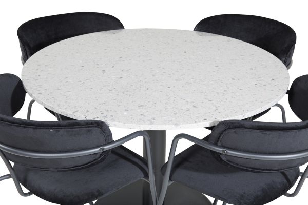 Imagine Razzia Dining Table ø106cm - Grey / Black+Arrow armchair - Black Legs - Black Velvet_4