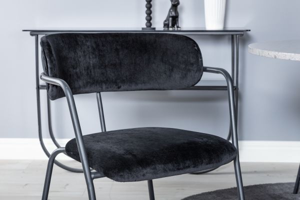 Imagine Razzia Dining Table ø106cm - Grey / Black+Arrow armchair - Black Legs - Black Velvet_4