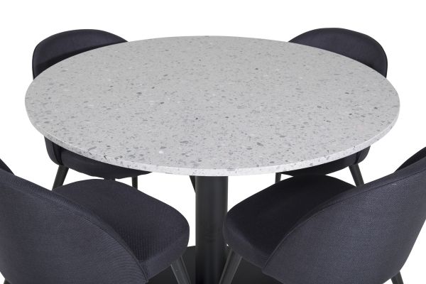 Imagine Traduceți complet Tabel de dining Razzia ø106cm - Gri / Negru + Scaun de dining Velvet - Picioare negre - Pânză neagră_4