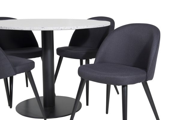 Imagine Traduceți complet Tabel de dining Razzia ø106cm - Gri / Negru + Scaun de dining Velvet - Picioare negre - Pânză neagră_4