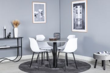 Imagine Vă rog să traduceți complet Razzia Dining Table ø106cm - Gri / Negru+Fotoliu de plastic Polar - Picioare negre / Plastic alb_4