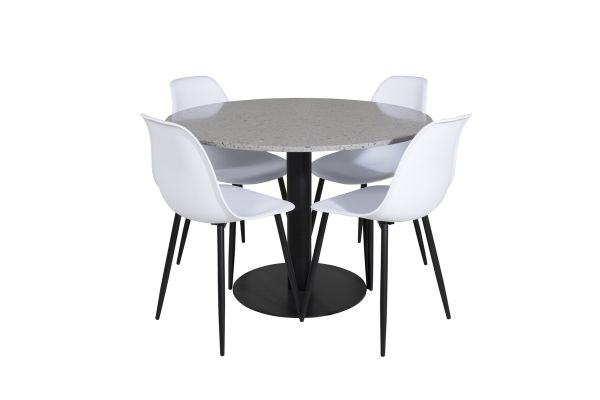 Imagine Vă rog să traduceți complet Razzia Dining Table ø106cm - Gri / Negru+Fotoliu de plastic Polar - Picioare negre / Plastic alb_4