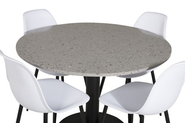 Imagine Vă rog să traduceți complet Razzia Dining Table ø106cm - Gri / Negru+Fotoliu de plastic Polar - Picioare negre / Plastic alb_4