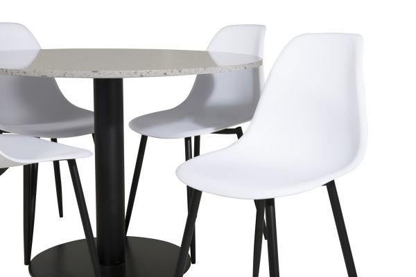 Imagine Vă rog să traduceți complet Razzia Dining Table ø106cm - Gri / Negru+Fotoliu de plastic Polar - Picioare negre / Plastic alb_4