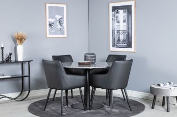 Imagine Masa de dining Razzia 106cm - Terazzo Gri / Negru + Scaun de dining Comfort - Stejar / Negru _4