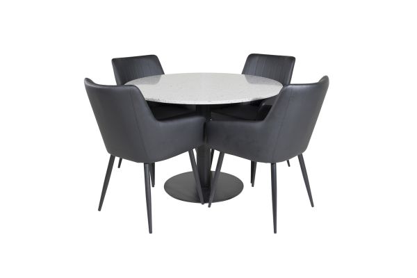 Imagine Masa de dining Razzia 106cm - Terazzo Gri / Negru + Scaun de dining Comfort - Stejar / Negru _4