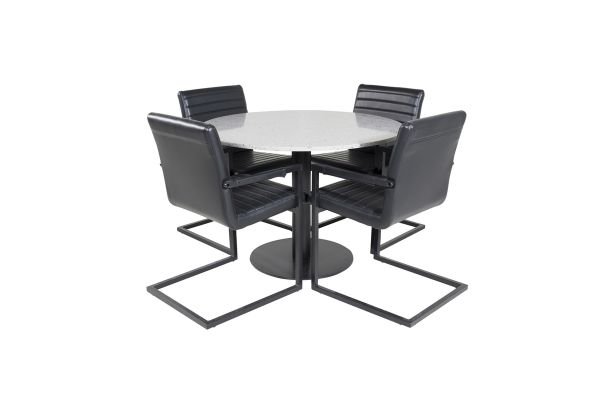 Imagine Masa de dining Razzia ø106cm - Gri / Negru+Scaun Art - Negru / Negru_4