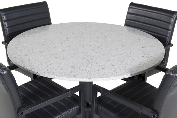 Imagine Masa de dining Razzia ø106cm - Gri / Negru+Scaun Art - Negru / Negru_4