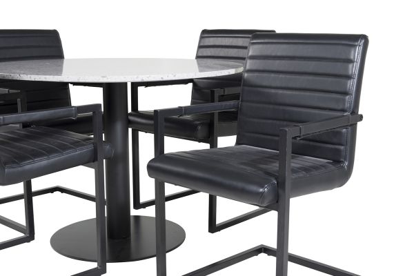 Imagine Masa de dining Razzia ø106cm - Gri / Negru+Scaun Art - Negru / Negru_4