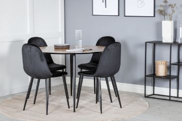 Imagine Silar Dining Table - Round 100 cm - "Wood Look" Melamine / Black Legs+Polar Dining Chair - Black legs / Black Velvet (ersätter 19902-888)_4