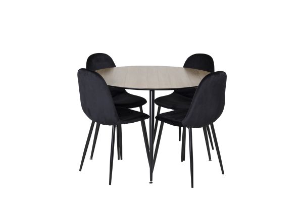 Imagine Silar Dining Table - Round 100 cm - "Wood Look" Melamine / Black Legs+Polar Dining Chair - Black legs / Black Velvet (ersätter 19902-888)_4