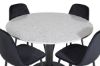 Imagine Vă rugăm să traduceți complet Razzia Dining Table ø106cm - Grey / Black + Polar Diamond Dining Chair - Black Legs - Black Velvet_4