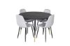 Imagine Masa de Dining Dipp - 115cm - Negru / Negru Brass+ Scaun de Dining Polar Diamond - Picioare Negre - Material Gri_4