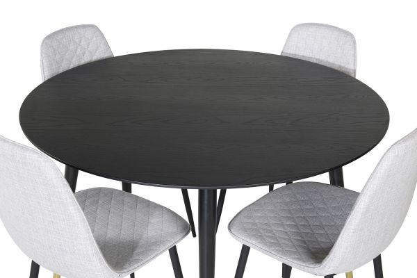 Imagine Masa de Dining Dipp - 115cm - Negru / Negru Brass+ Scaun de Dining Polar Diamond - Picioare Negre - Material Gri_4