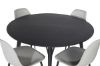 Imagine Masa de Dining Dipp - 115cm - Negru / Cupru Negru + Scaun de Dining din Plastic Polar - Picioare Negre / Plastic Gri_4