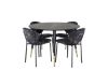 Imagine Va rog să traduceți complet Tabel de Dining Dipp - 115cm - Negru / Alama neagra + Scaun de Dining Vault - Picioare negre - Material imprimat cu flori negre_4