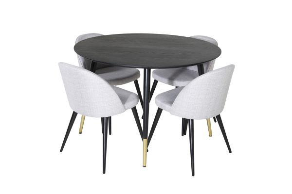 Imagine Vă rugăm să traduceți complet
Masa de dining Dipp - 115cm - Negru / Brass negru + scaun de dining din catifea - picioare negre - material gri deschis_4