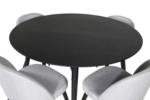 Imagine Vă rugăm să traduceți complet
Masa de dining Dipp - 115cm - Negru / Brass negru + scaun de dining din catifea - picioare negre - material gri deschis_4